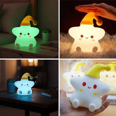 Yıldız Figürlü Pofuduk LED Gece Lambası – Yumuşak Dokulu Masaüstü Aydınlatma, Çocuk Odası ve Dekoratif Şarjlı Ortam Işığı (3936)