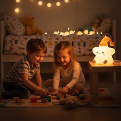 Yıldız Figürlü Pofuduk LED Gece Lambası – Yumuşak Dokulu Masaüstü Aydınlatma, Çocuk Odası ve Dekoratif Şarjlı Ortam Işığı (3936)