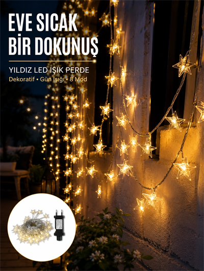 Yıldız Led Işık 5 Metre Dekoratif Aydınlatma Günışığı Yeni Nesil