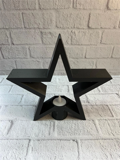 Yıldız Mumluk Siyah Modern Salon ve Raf Dekoru