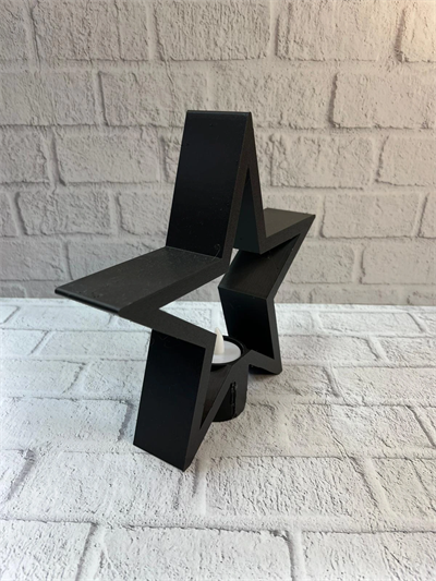 Yıldız Mumluk Siyah Modern Salon ve Raf Dekoru