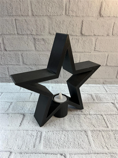 Yıldız Mumluk Siyah Modern Salon ve Raf Dekoru