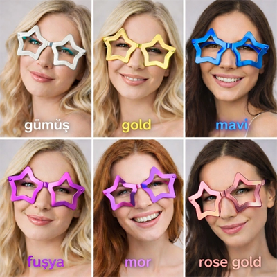 Yıldız Parti Gözlüğü 1239li Set – 6 Renk ( Camsız )