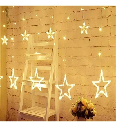 Yıldız Sarkıtlı Perde Led Aydınlatma - 3m Genişlik, 8 Modlu, Günışığı Renk,ev Süsleme Işığı