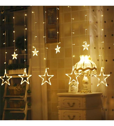 Yıldız Sarkıtlı Perde Led Aydınlatma - 3m Genişlik, 8 Modlu, Günışığı Renk,ev Süsleme Işığı