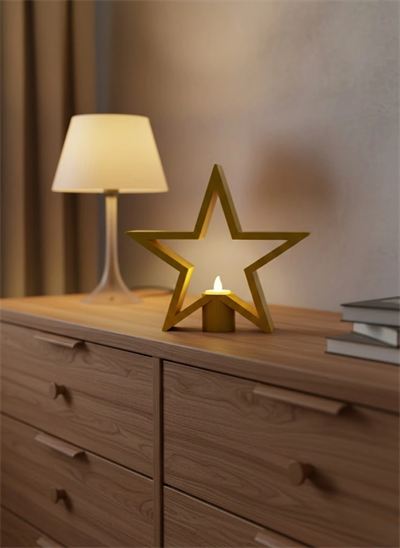 Yıldız Şeklinde Sarı Mumluk Loş Işık Ev Aksesuarı