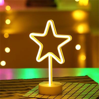 Yıldız Tasarımlı Neon Led Masa Ve Gece Lambası Dekoratif Işık Bx40
