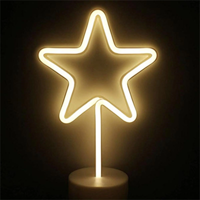 Yıldız Tasarımlı Neon Led Masa Ve Gece Lambası Dekoratif Işık Bx40