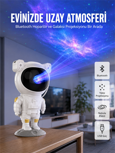 Yıldız ve Ay Efektli Uzaktan Kumandalı Projeksiyon Lamba