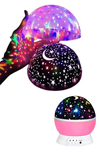 Yıldızlı Gece Lambası Mor Projeksiyon Görünümlü Masa Lambası Renk Değiştirebilen