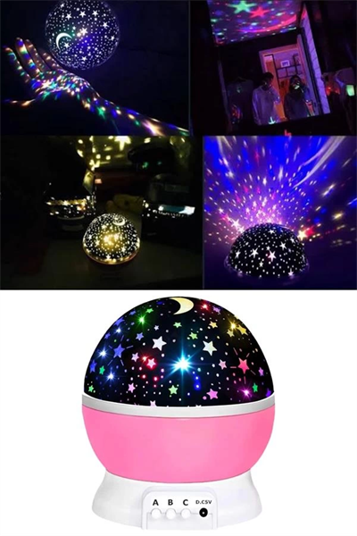 Yıldızlı Gece Lambası Mor Projeksiyon Görünümlü Masa Lambası Renk Değiştirebilen