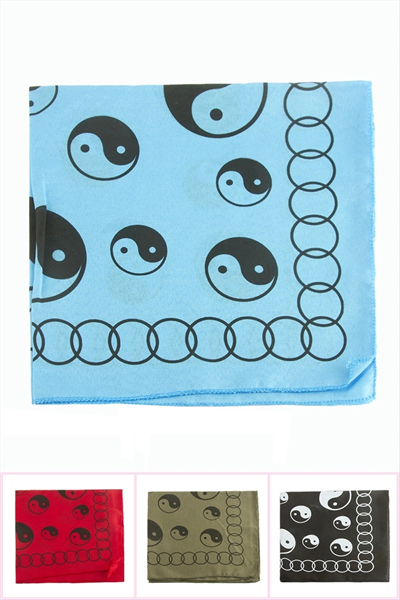Yin Yang Desenli Keten Bandana 50*50