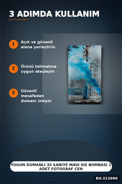 Yogun Dumanli 35 Saniye Mavi Sis Bombasi 1 Adet Fotograf Cenikleri Icin Parti Malzemesi BX-313696