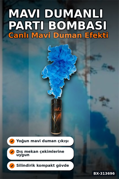 Yogun Dumanli 35 Saniye Mavi Sis Bombasi 1 Adet Fotograf Cenikleri Icin Parti Malzemesi BX-313696