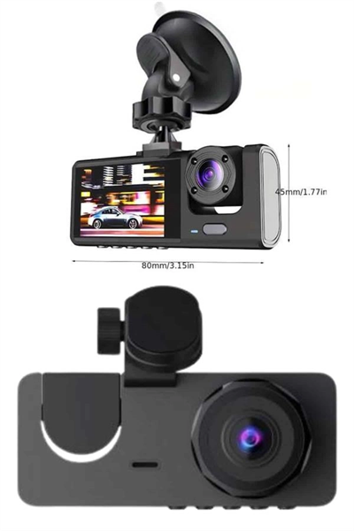 Yol Kayıt Araç Kamerası HD DVR 3 Kameralı 2.0in Ekranlı Ön İç Arka