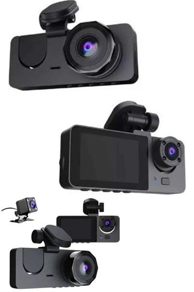 Yol Kayıt Araç Kamerası HD DVR 3 Kameralı 2.0in Ekranlı Ön İç Arka