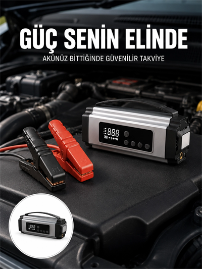 Yolda Kalmaya Son Dijital Ekranlı Akü Takviye ve Hava Kompresörü Çok Fonksiyonlu Acil Güç Ünitesi Yeni Nesil