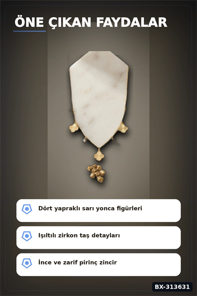 Yonca Desenli Zirkon Taşlı 45 Cm Pirinç Bijuteri Kolye - Günlük Kullanıma Uygun BX-313631