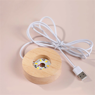 Yonca Tasarımlı Işıklı Kristal Cam Küre - Ahşap Altlıklı - USB Gece Lambası