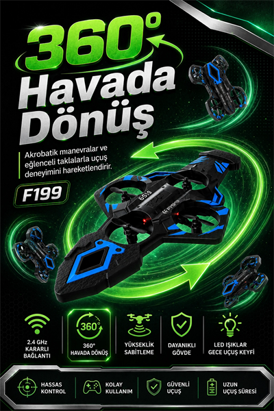 Yönsüz Mod Destekli Uzaktan Kumandalı Uçak Drone 2.4G Frekanslı Eğlenceli Oyuncak