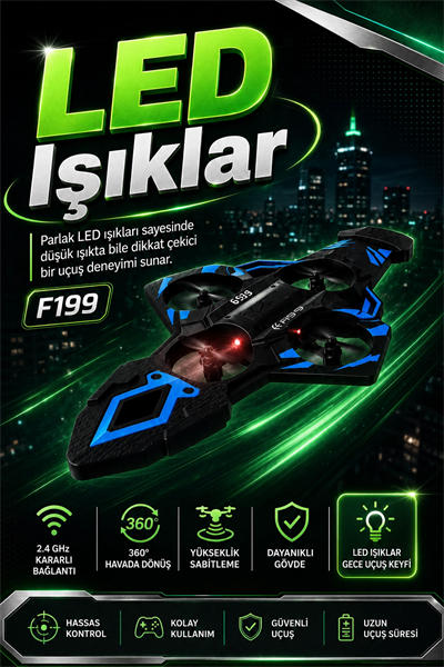 Yönsüz Mod Destekli Uzaktan Kumandalı Uçak Drone 2.4G Frekanslı Eğlenceli Oyuncak