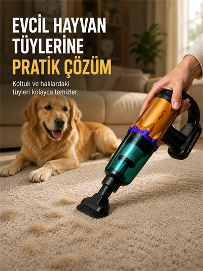 Yüksek Çekiş Gücüne Sahip Şarjlı El Süpürgesi Araç ve Ev Kullanımına Uygun
