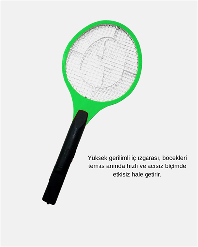 Yüksek Gerilimli Elektronik Sinek Raket – Sessiz, Kimyasız ve Güvenli Kullanım