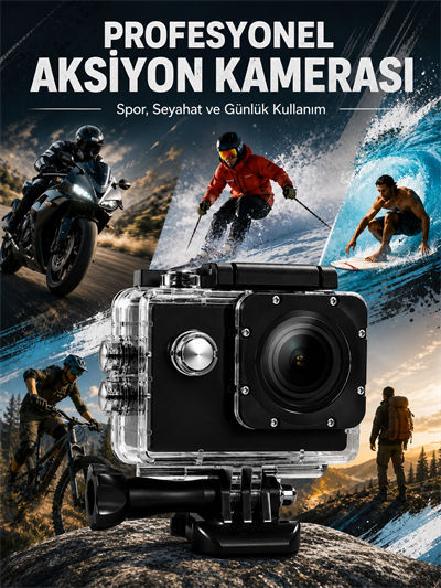 Yüksek Görüntü Kalitesi Sunan 1080P Full HD Aksiyon Kamerası