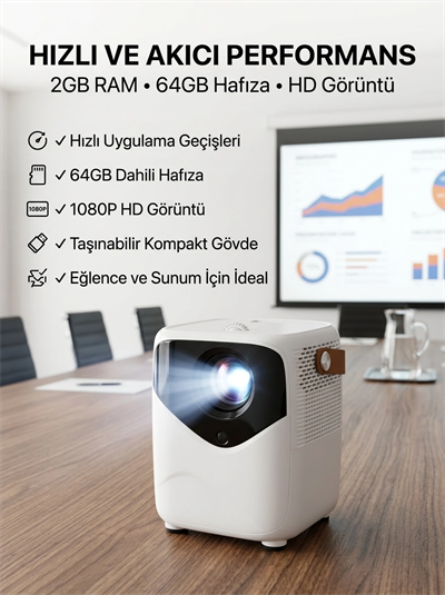 Yüksek HD Görünümlü Taşınabilir Projeksiyon Cihazı