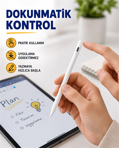 Yüksek Hassasiyetli Eğim Sensörlü Dijital Kalem – USB-C Hızlı Şarjlı Yeni Nesil