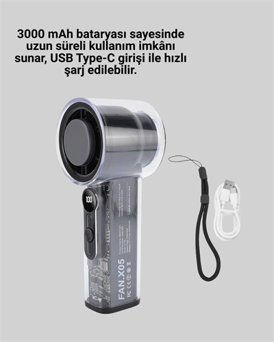 Yüksek Hızlı Şarjlı Fan | Kamp, Ofis ve Açık Hava İçin İdeal