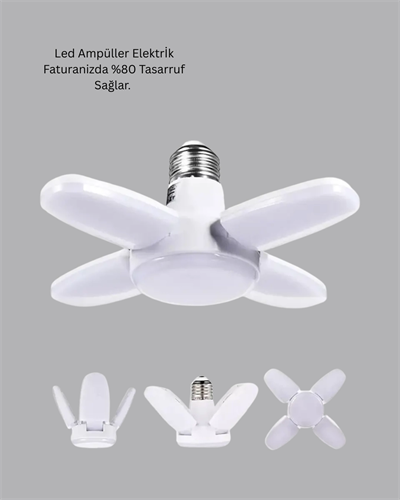 Yüksek Işık Güçlü LED Ampül 4 Kollu Katlanır Pervane Tasarım
