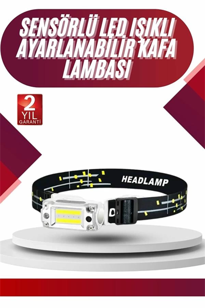 Yüksek Işıklı Şarjlı ve Sensörlü LED Kafa Lambası Kamp Lambası