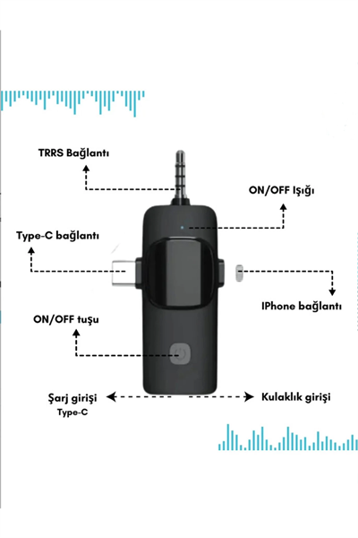 Yüksek Kalite Profesyonel 3 In 1 Kablosuz Taşınabilir Yaka Mikrofonu Tüylü