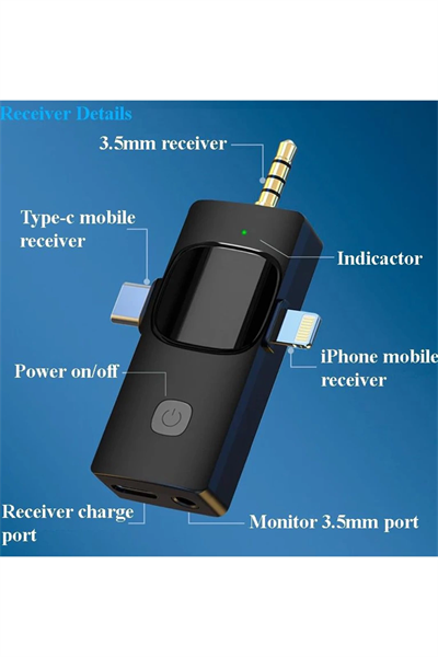 Yüksek Kalite Profesyonel 3 In 1 Kablosuz Taşınabilir Yaka Mikrofonu Youtube Facebook Tiktok