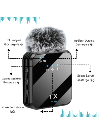 Yüksek Kalite Profesyonel 3 In 1 Kablosuz Taşınabilir Yaka Mikrofonu Tüylü