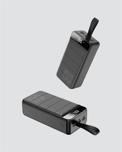 Yüksek Kapasiteli 50.000 mAh Powerbank – Type-C, Lightning ve Micro USB Uyumlu, Çoklu Cihaz Şarj Özellikli