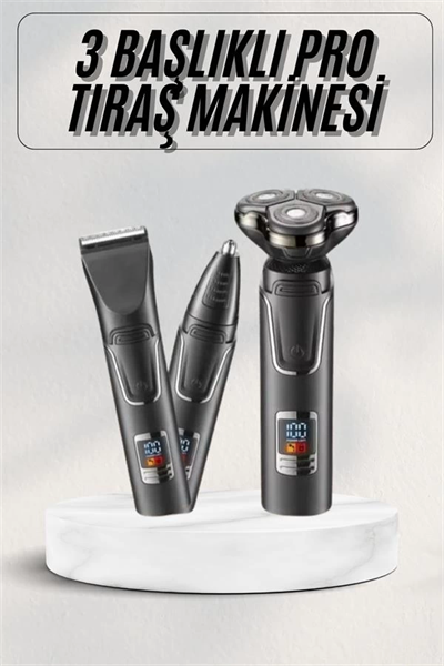 Yüksek Performanslı 3 Başlıklı Profesyonel Şarjlı Islak ve Kuru Kullanıma Uygun