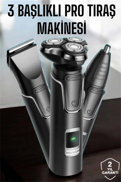 Yüksek Performanslı 3 Başlıklı Profesyonel Tıraş Makinesi