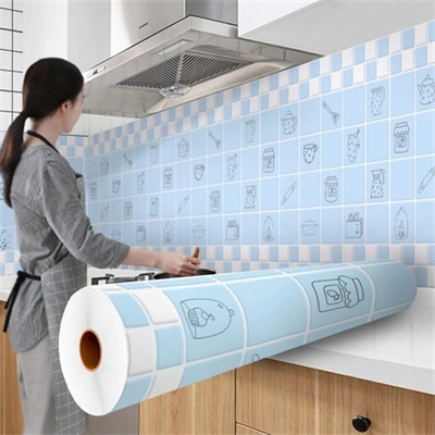 Yüksek Sıcaklığa Dayanıklı Kendiliğinden Yapışkanlı Film Su Ve Yağ Geçirmez Duvar Folyosu 5mt X 60 Cm Bx40