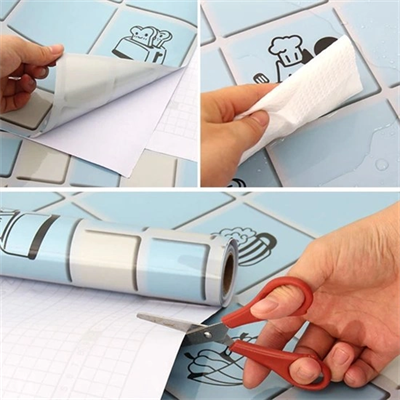 Yüksek Sıcaklığa Dayanıklı Kendiliğinden Yapışkanlı Film Su Ve Yağ Geçirmez Duvar Folyosu 5mt X 60 Cm Bx40