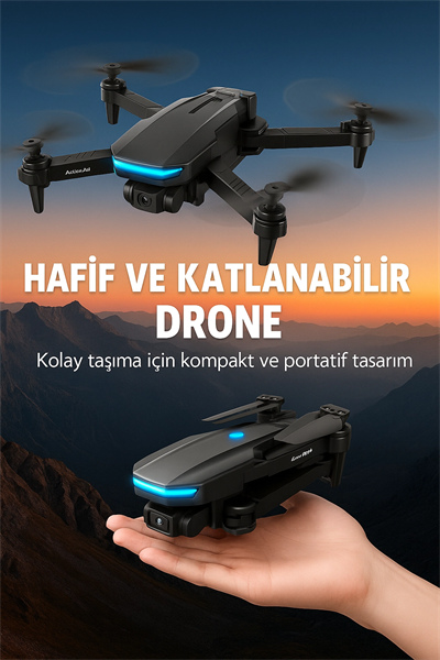 Yükseklik Sabitlemeli Katlanabilir Drone 1080P 4K Kamera Seçenekli