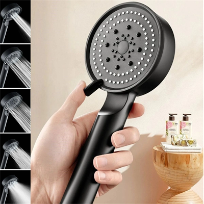 Yumurcak Shop® 5 Fonksiyonlu Yüksek Basınçlı Ayarlanabilir Siyah Duş Başlığı