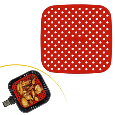 Yumurcak Shop® Siyah Isıya Dayanıklı Yıkanılabilir Silikon Fırın Ve Airfryer Kare Model Pişirme Matı 21,5 Cm