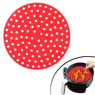 Yumurcak Shop® Siyah Isıya Dayanıklı Yıkanılabilir Silikon Fırın Ve Airfryer Yuvarlak Model Pişirme Matı 23 Cm