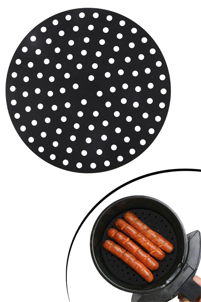 Yumurcak Shop® Siyah Isıya Dayanıklı Yıkanılabilir Silikon Fırın Ve Airfryer Yuvarlak Model Pişirme Matı 23 Cm