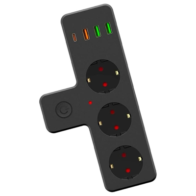 Yumurcak Shop Termal Akım Korumalı 3 Adet Soket,3 Adet USB ve 1 Adet Type-C Girişli 20w Priz Model 3397