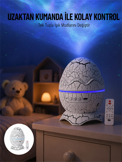 Yumurta Görünümlü Masa ve Gece Lambası Renk Değiştirebilen Projektör