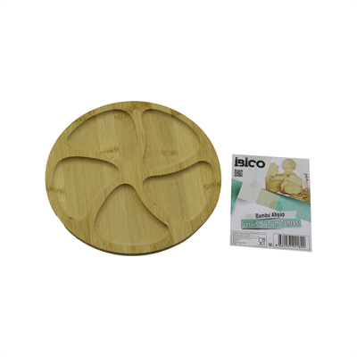 Yuvarlak 5 Bölmeli Ahşap Bambu Servis Sunum Tepsi - Tahtası 20 X 1.4cm Bx40