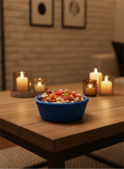 Yuvarlak Çerezlik Lacivert Salon ve Masa Üstü Sunum Kasesi